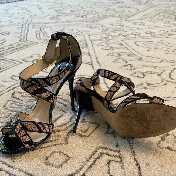 Jimmy Choo Strappy Snakeskin Heels - Size 39.5 (US 9.5) - Picture 11 of 12
